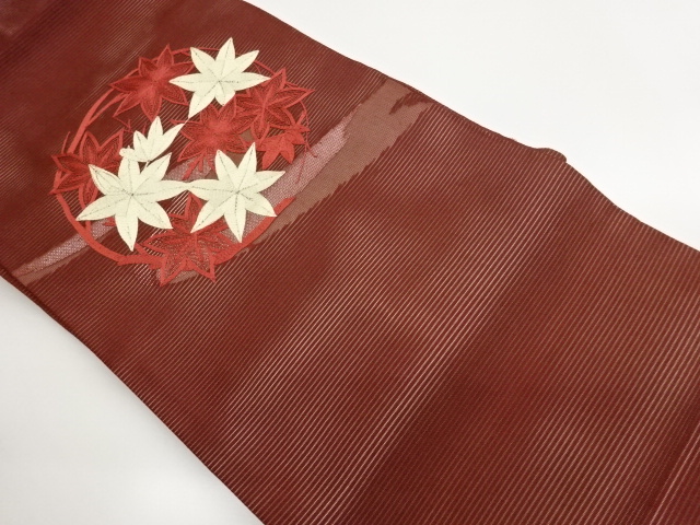 JAPANESE KIMONO / RO MOMIJI / CIRCLE PATTERN EMBROIDERY NAGOYA OBI